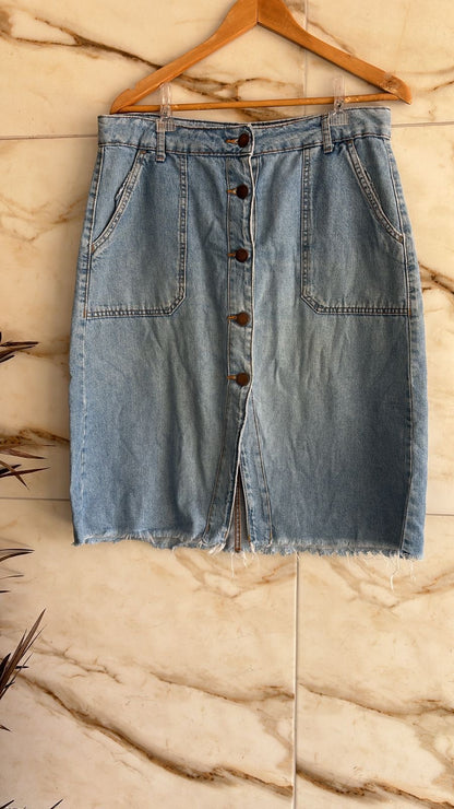 Saia mide jeans Marisa