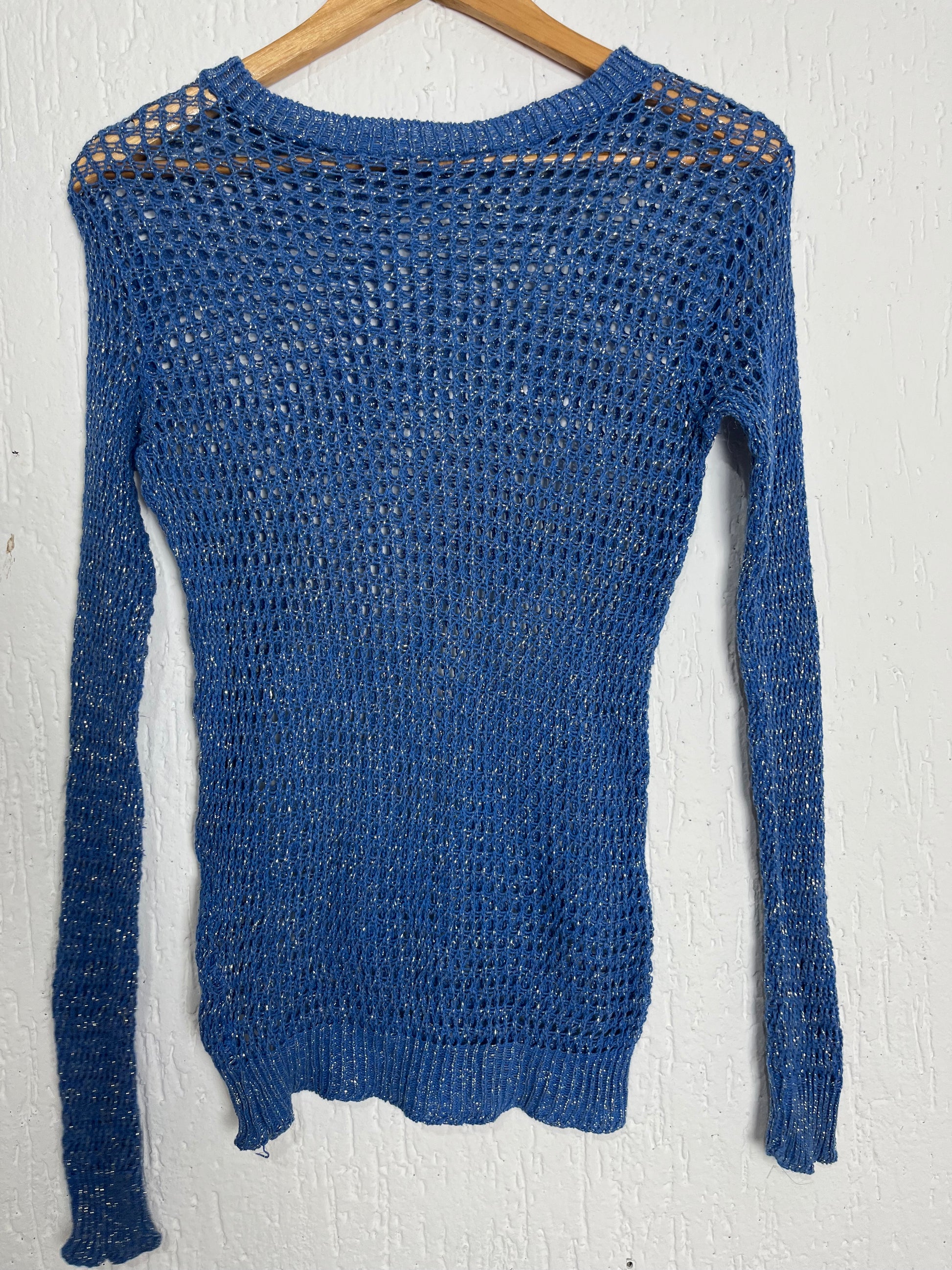 Blusa Tricô Telado com Brilho e Detalhe em Pérolas