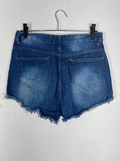 Short Jeans Feminino Zork Tamanho 40 - Detalhes Rasgados