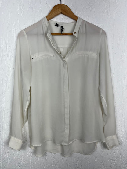 Camisa Mangô Off-White com Botões prateado