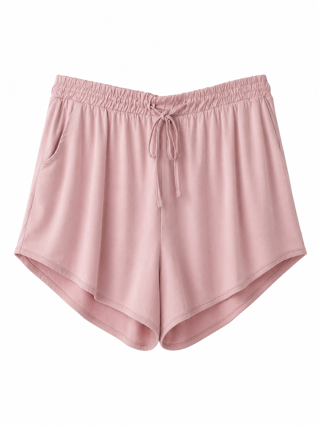 Short Moletinho Confort Rosa Claro com Elástico e Amarração