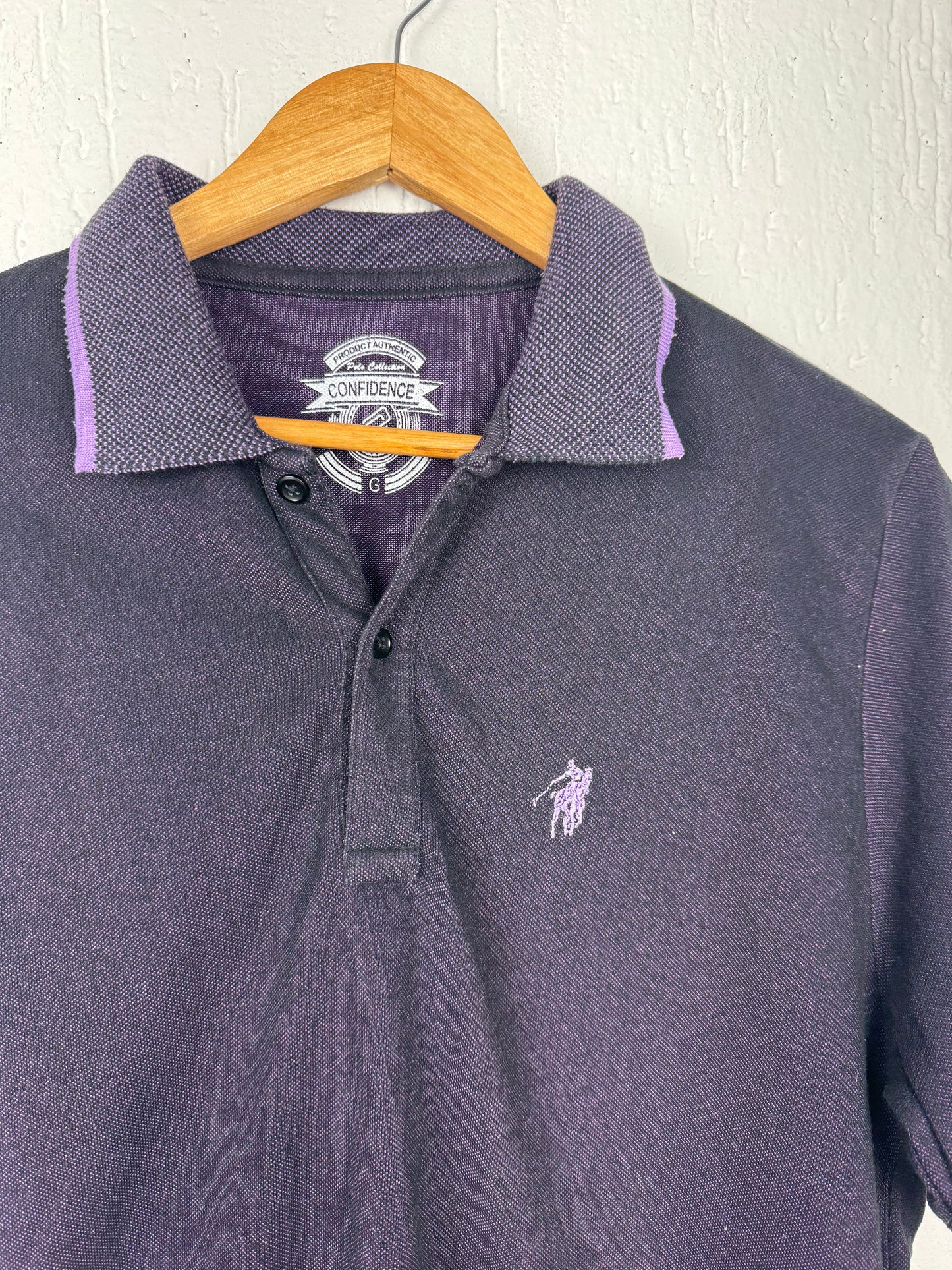 Camisa Polo Confidence Roxa Mesclada com Detalhes Lilás