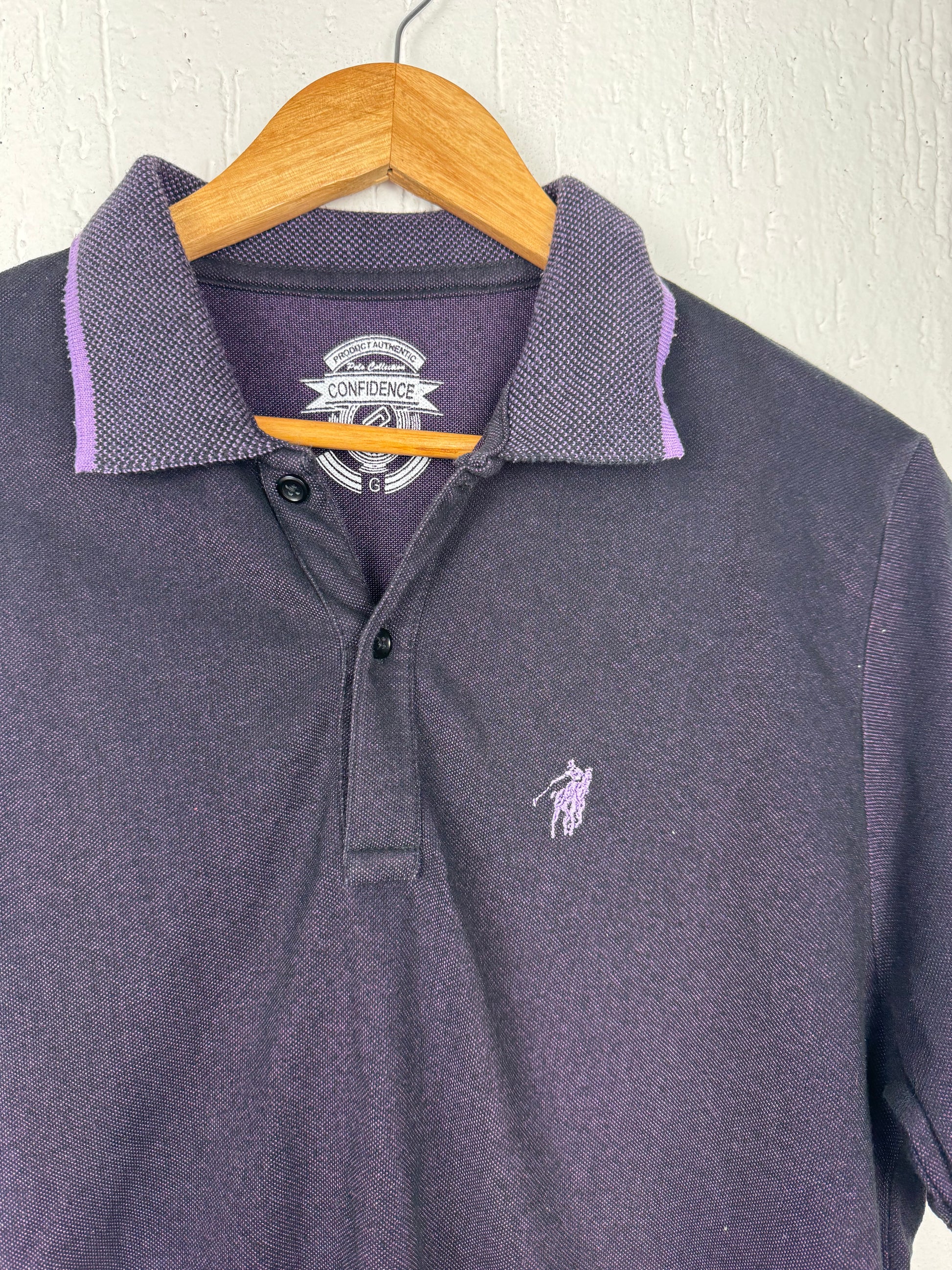 Camisa Polo Confidence Roxa Mesclada com Detalhes Lilás
