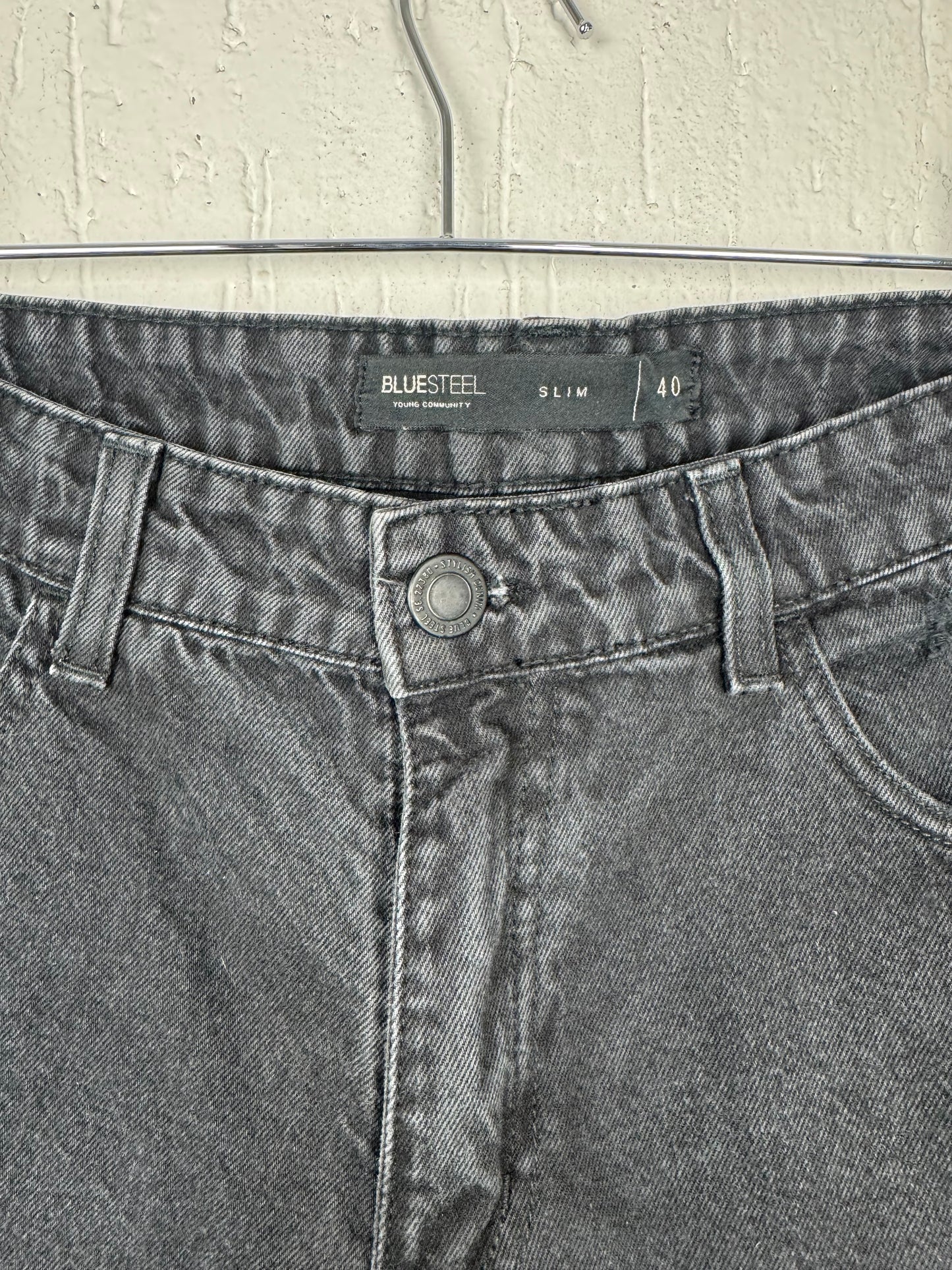 Bermuda Jeans Blue Steel Preta Destroyed Slim