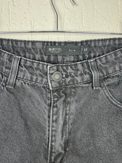 Bermuda Jeans Blue Steel Preta Destroyed Slim