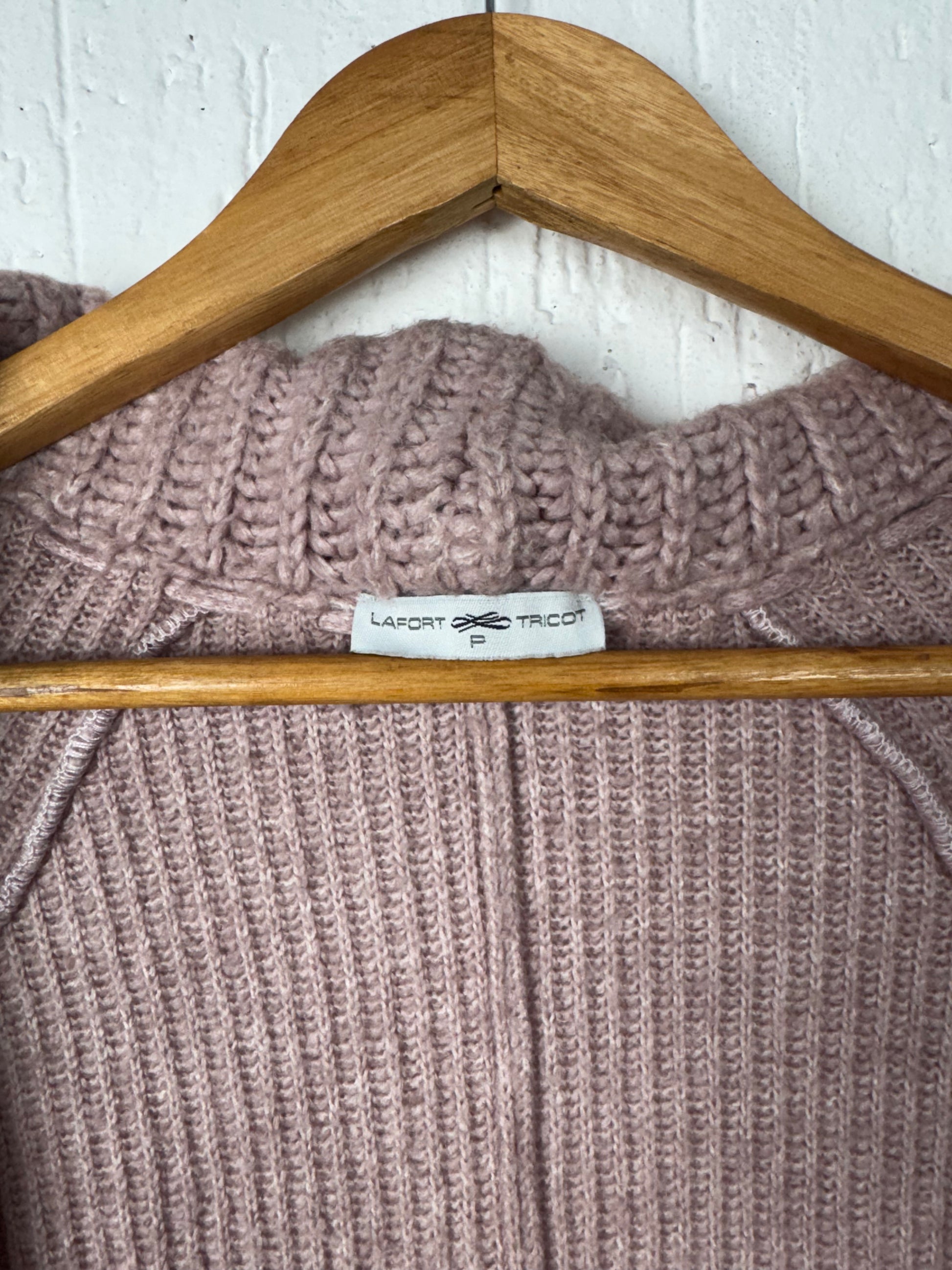 Cardigan Tricô Rosa Antigo Feminino com Amarração Lafort