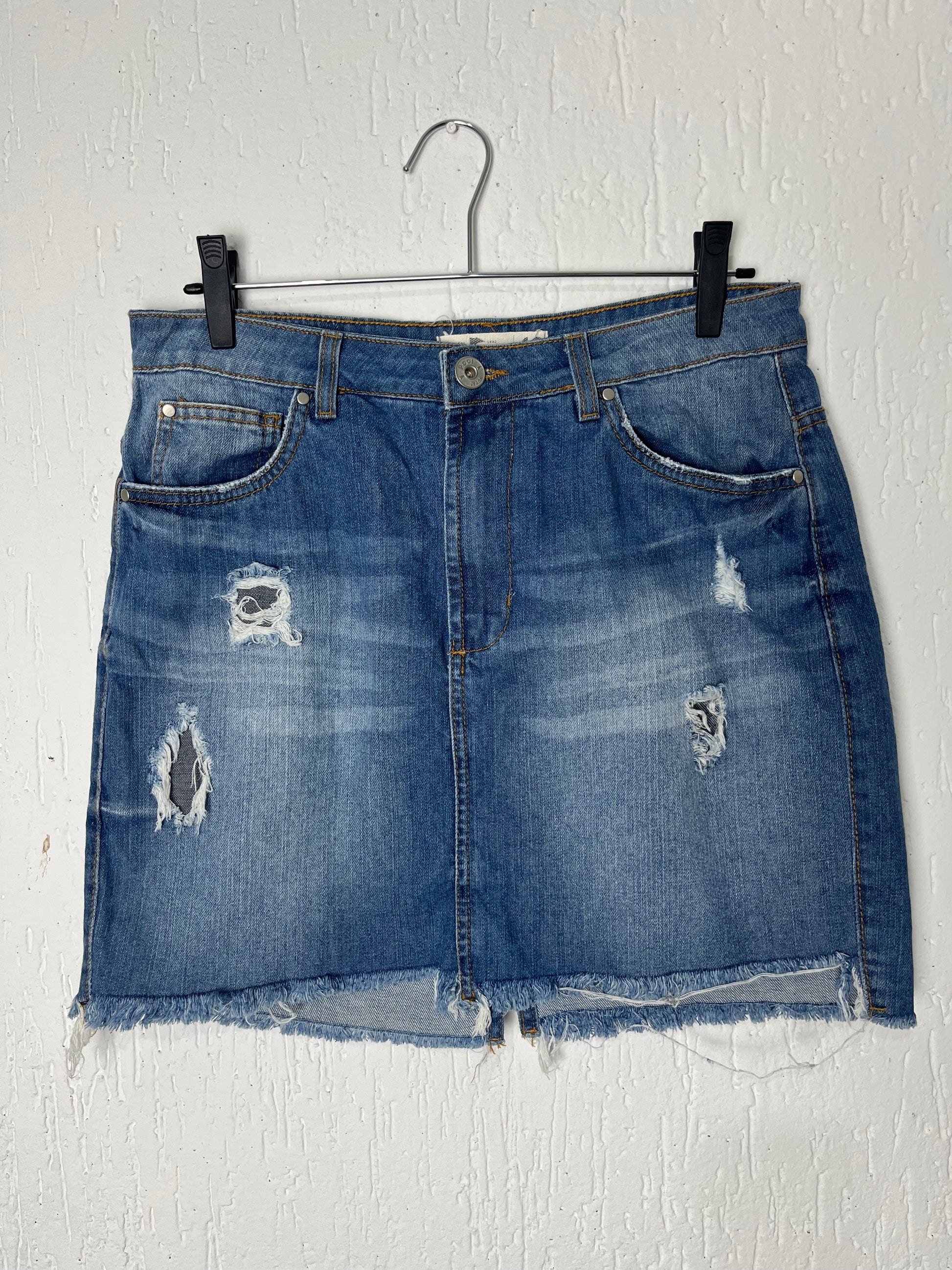 Saia Jeans Pool Destroyed Lavagem Média