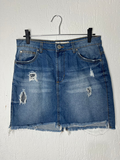Saia Jeans Pool Destroyed Lavagem Média