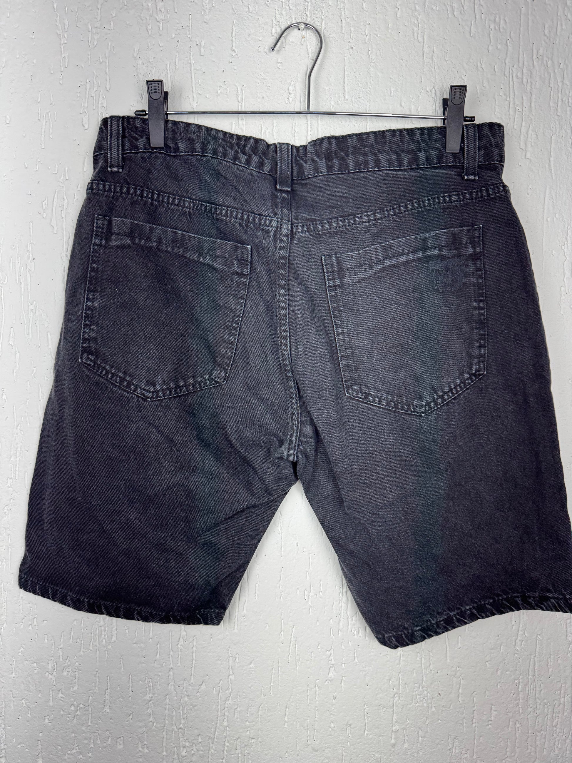 Bermuda Jeans Blue Steel Preta Destroyed Slim