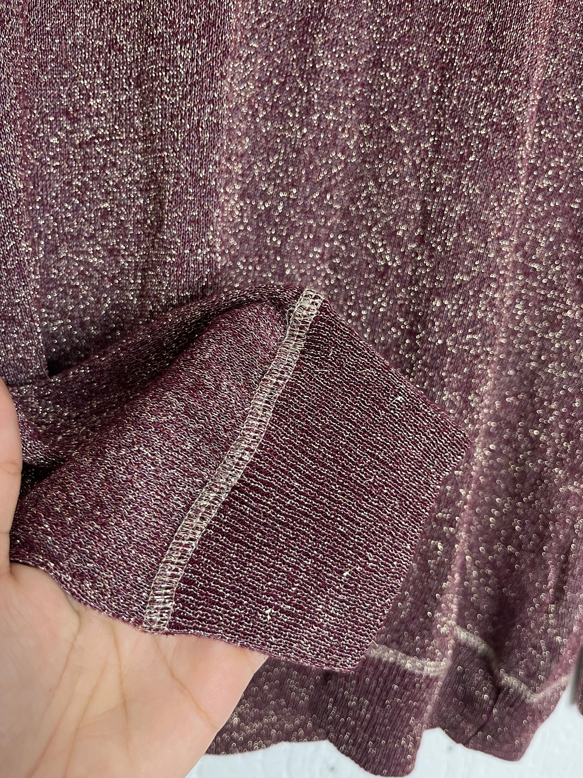 Blusa Feminina Hering Tricot com Lurex - Vinho e Dourado