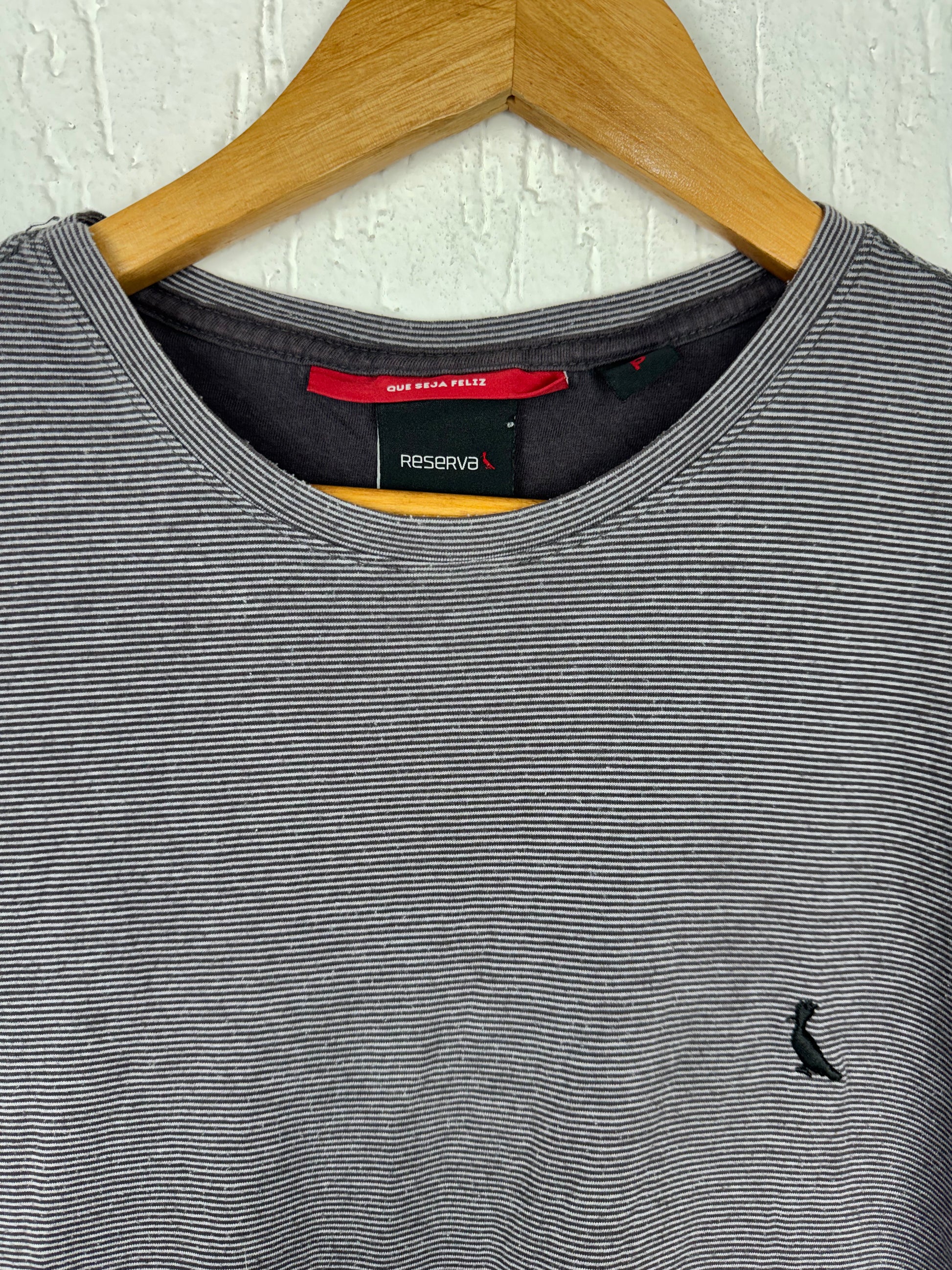 Camiseta Reserva Cinza Mescla Mini Listras