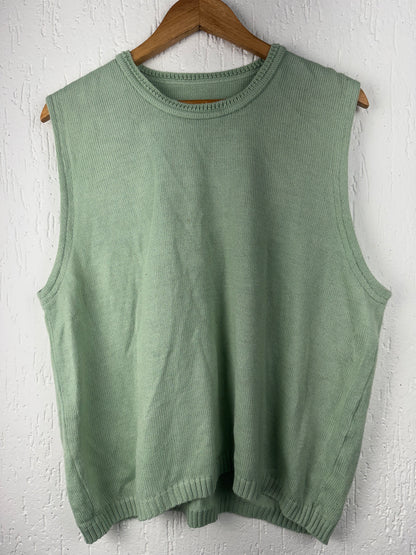 Colete Tricô Verde Menta Gola Redonda