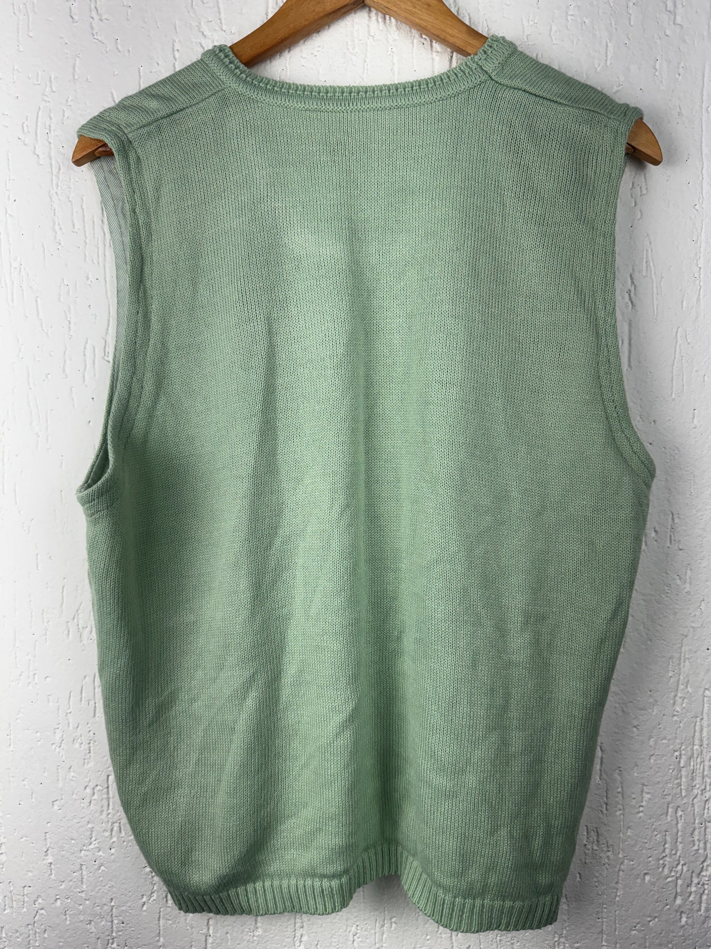Colete Tricô Verde Menta Gola Redonda
