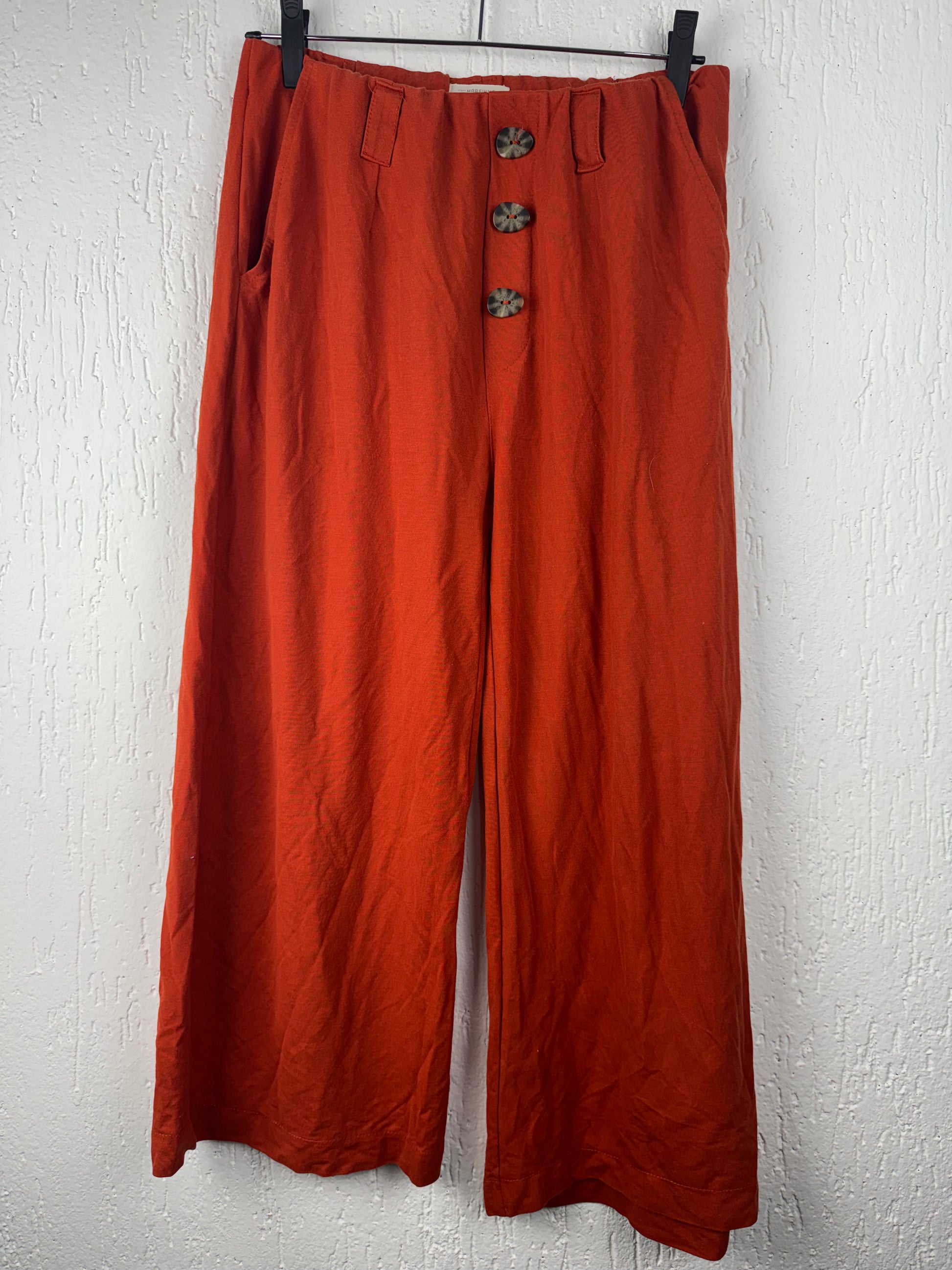 Calça Pantalona Terracota Wide Leg Botões