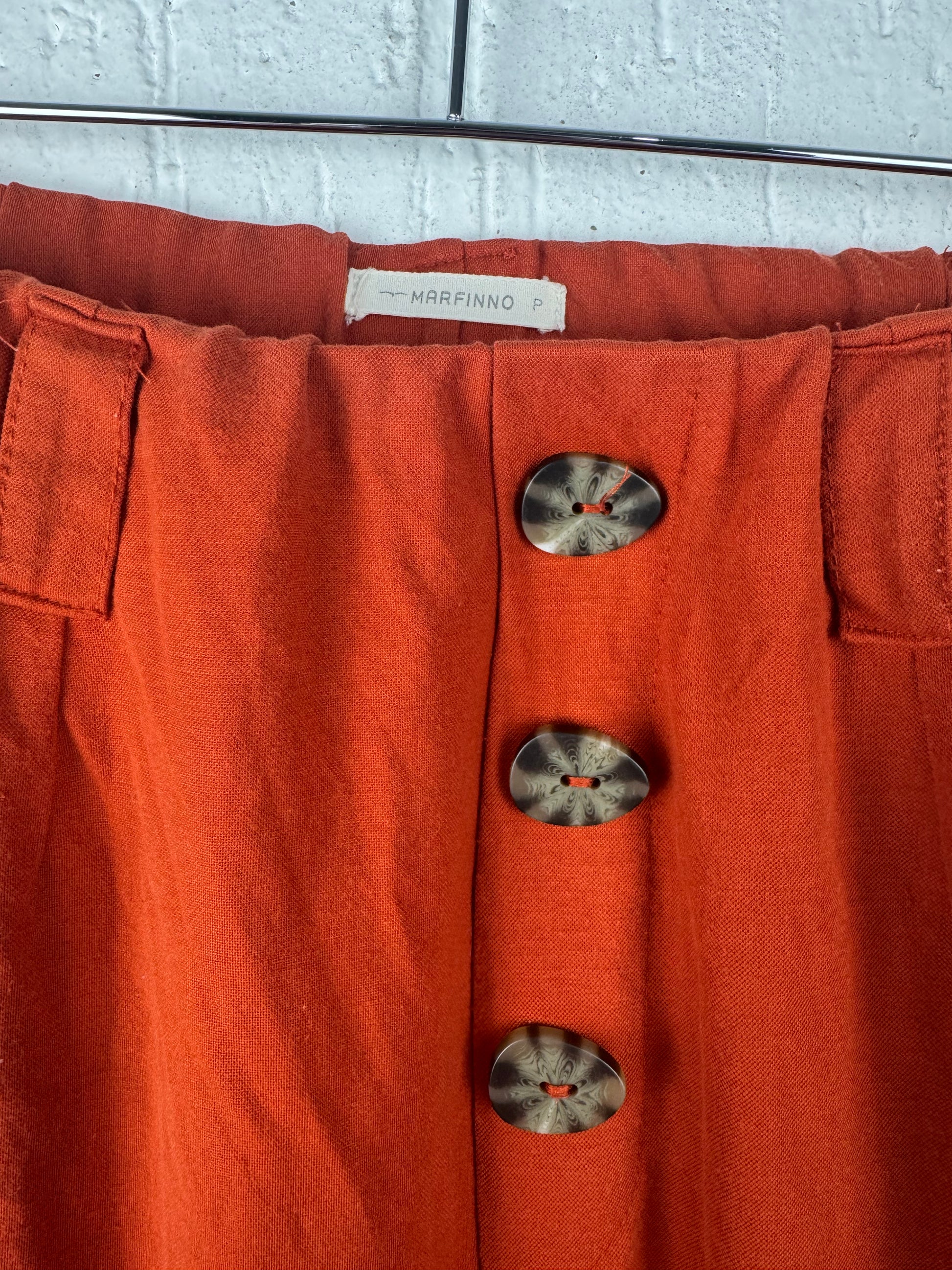 Calça Pantalona Terracota Wide Leg Botões