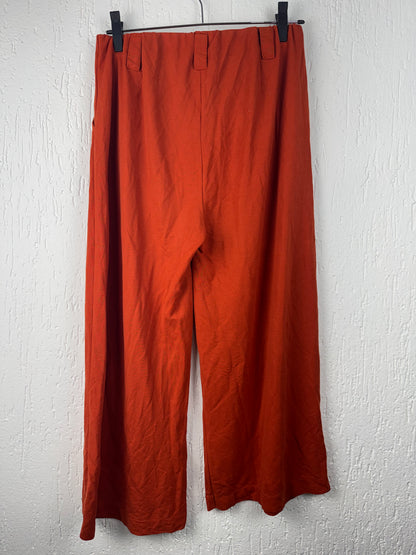 Calça Pantalona Terracota Wide Leg Botões