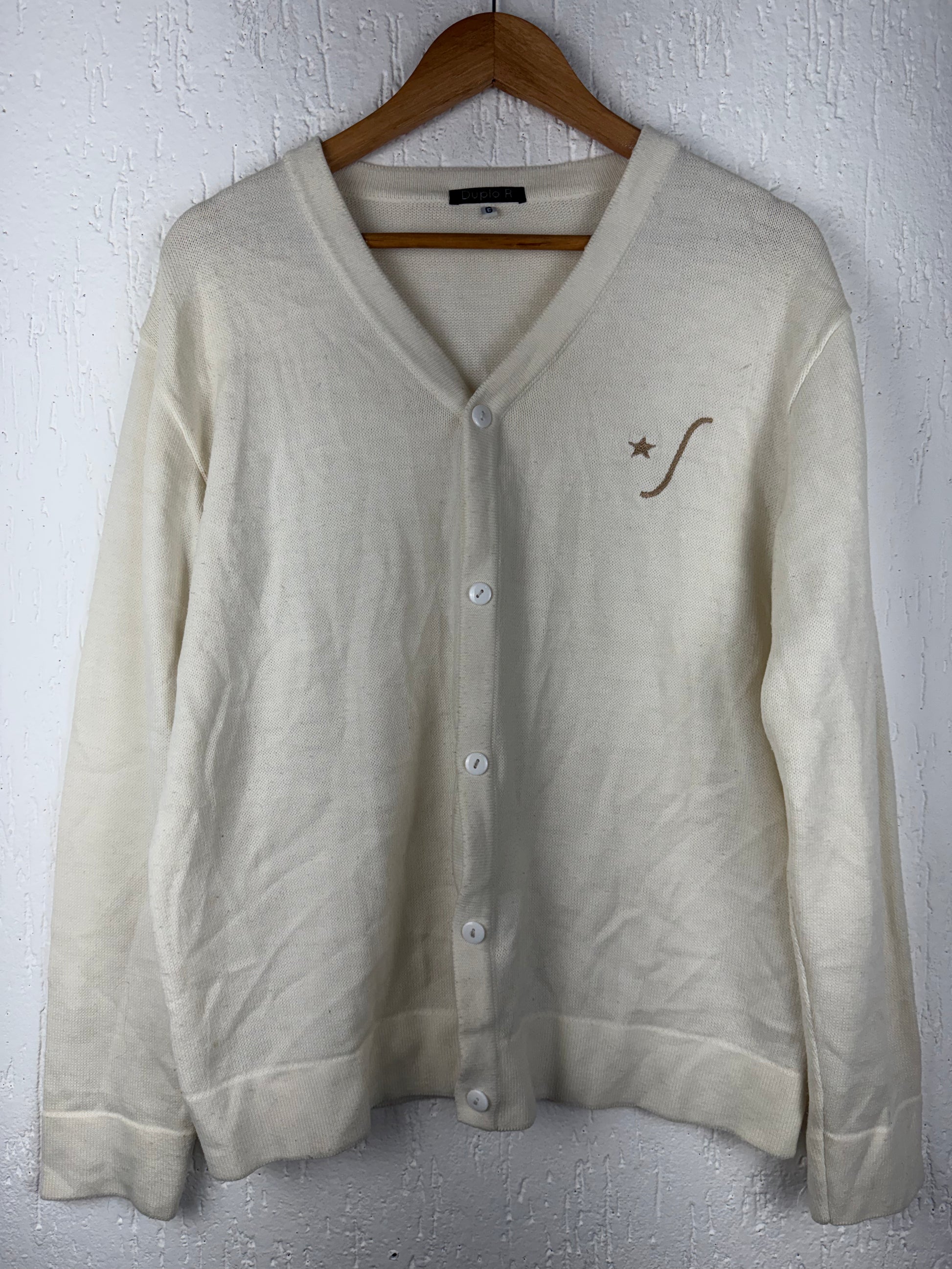 Cardigan Tricô Off-White Gola V Botões