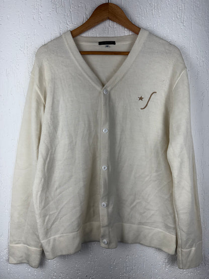Cardigan Tricô Off-White Gola V Botões