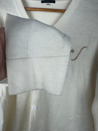 Cardigan Tricô Off-White Gola V Botões