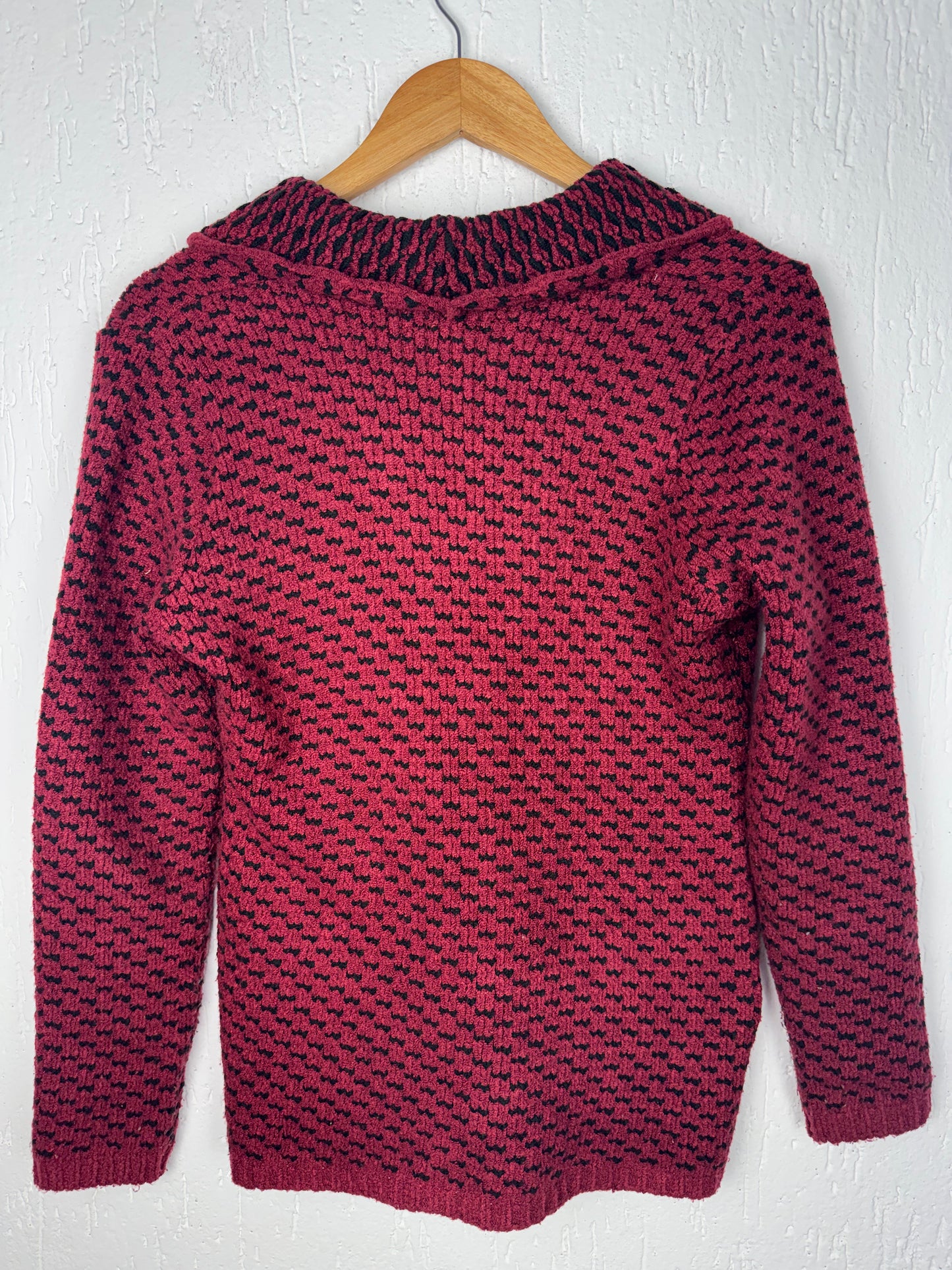Casaco Cardigan em Tricô Jacquard com Bolsos Tamanho M