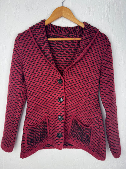 Casaco Cardigan em Tricô Jacquard com Bolsos Tamanho M