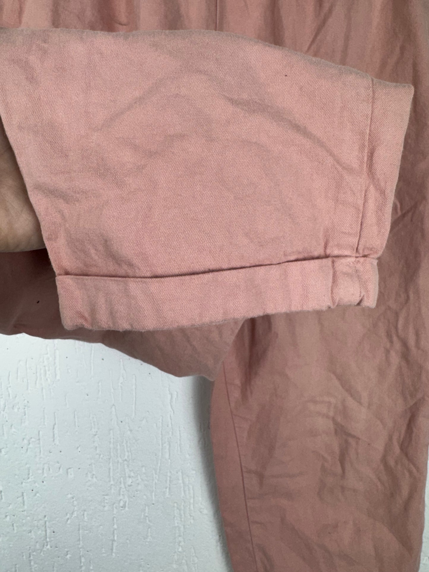 Calça Rosê Cintura Elástica Alta Modelagem Reta