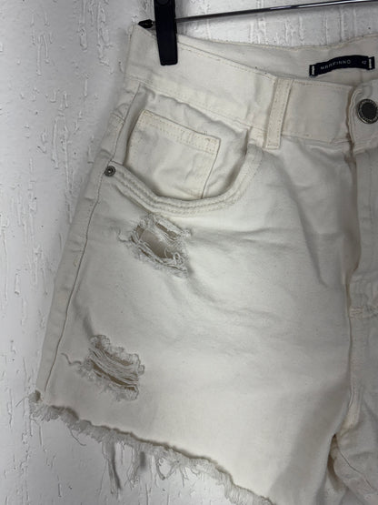 Short Jeans Off-White Destroyed Cintura Alta