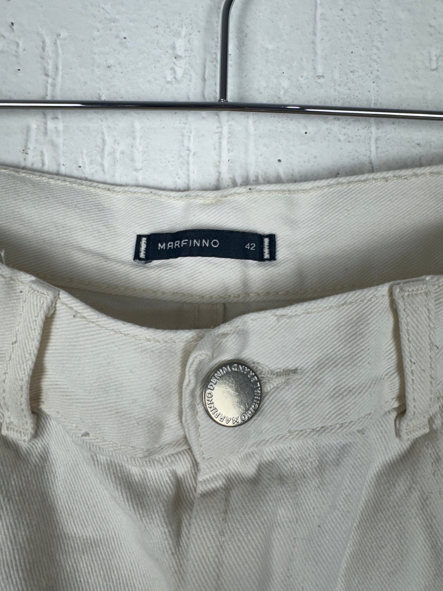 Short Jeans Off-White Destroyed Cintura Alta