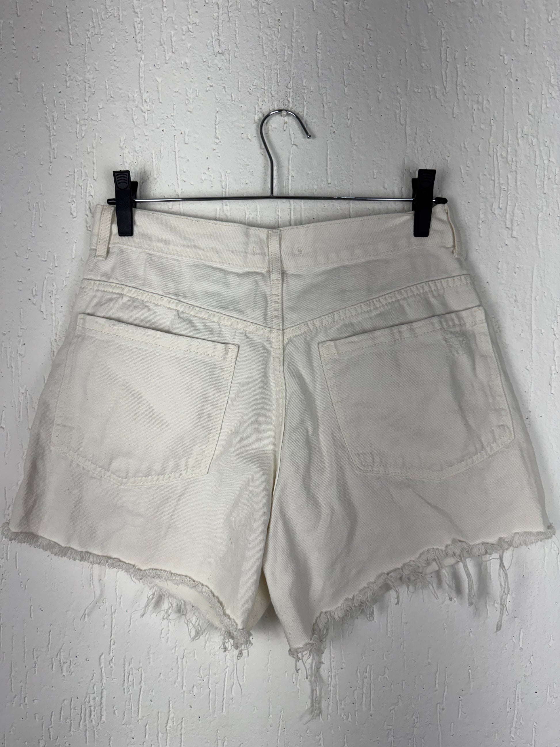 Short Jeans Off-White Destroyed Cintura Alta