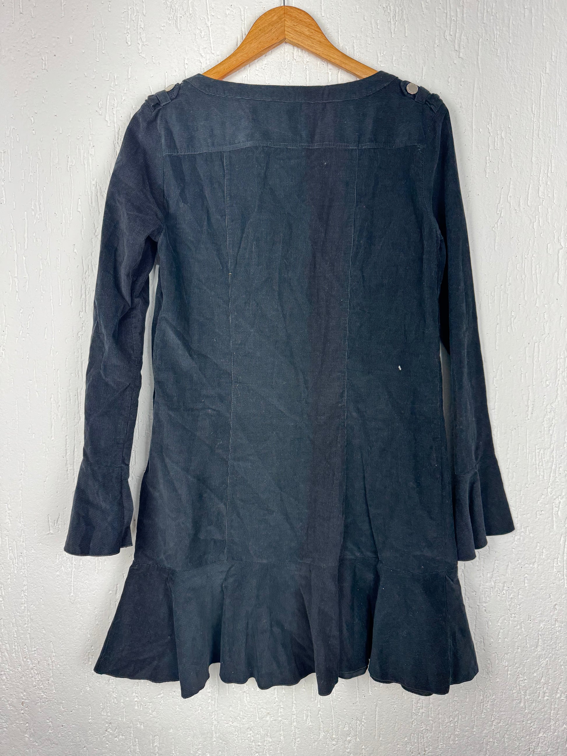Vestido Le Lis Blanc Veludo Cotelê Preto Lace-Up