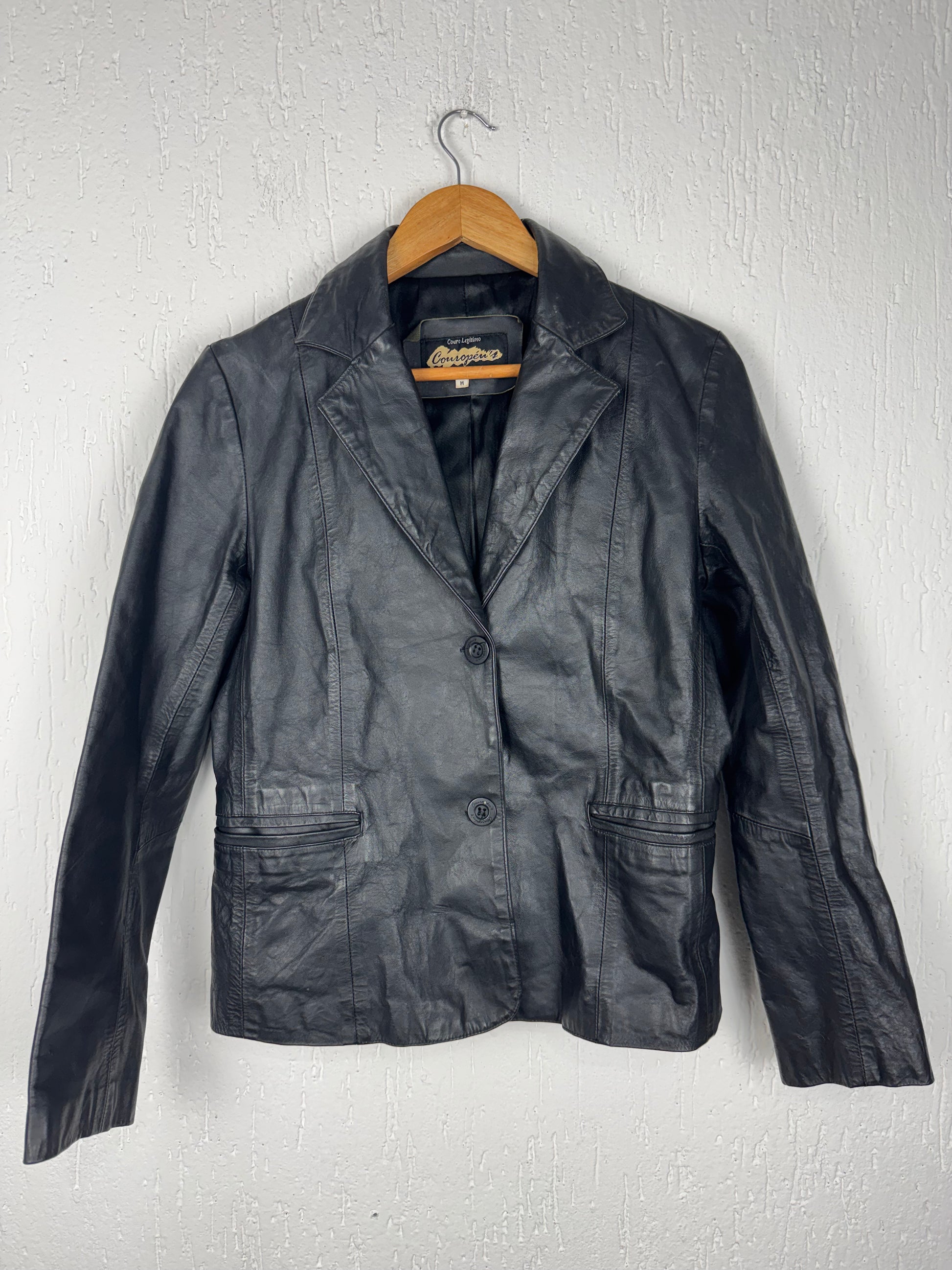 Blazer Jaqueta de Couro Legítimo Preto