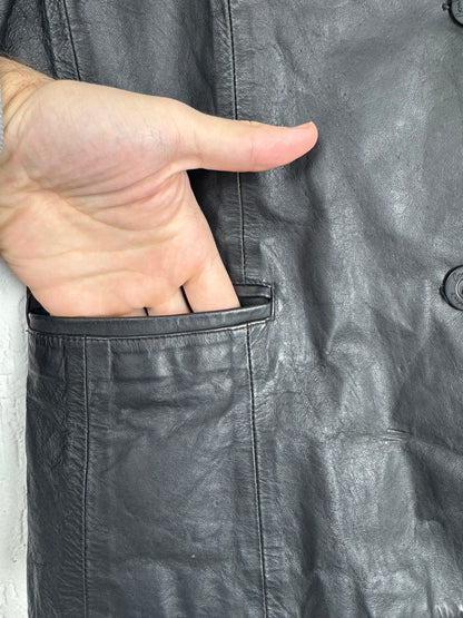Blazer Jaqueta de Couro Legítimo Preto