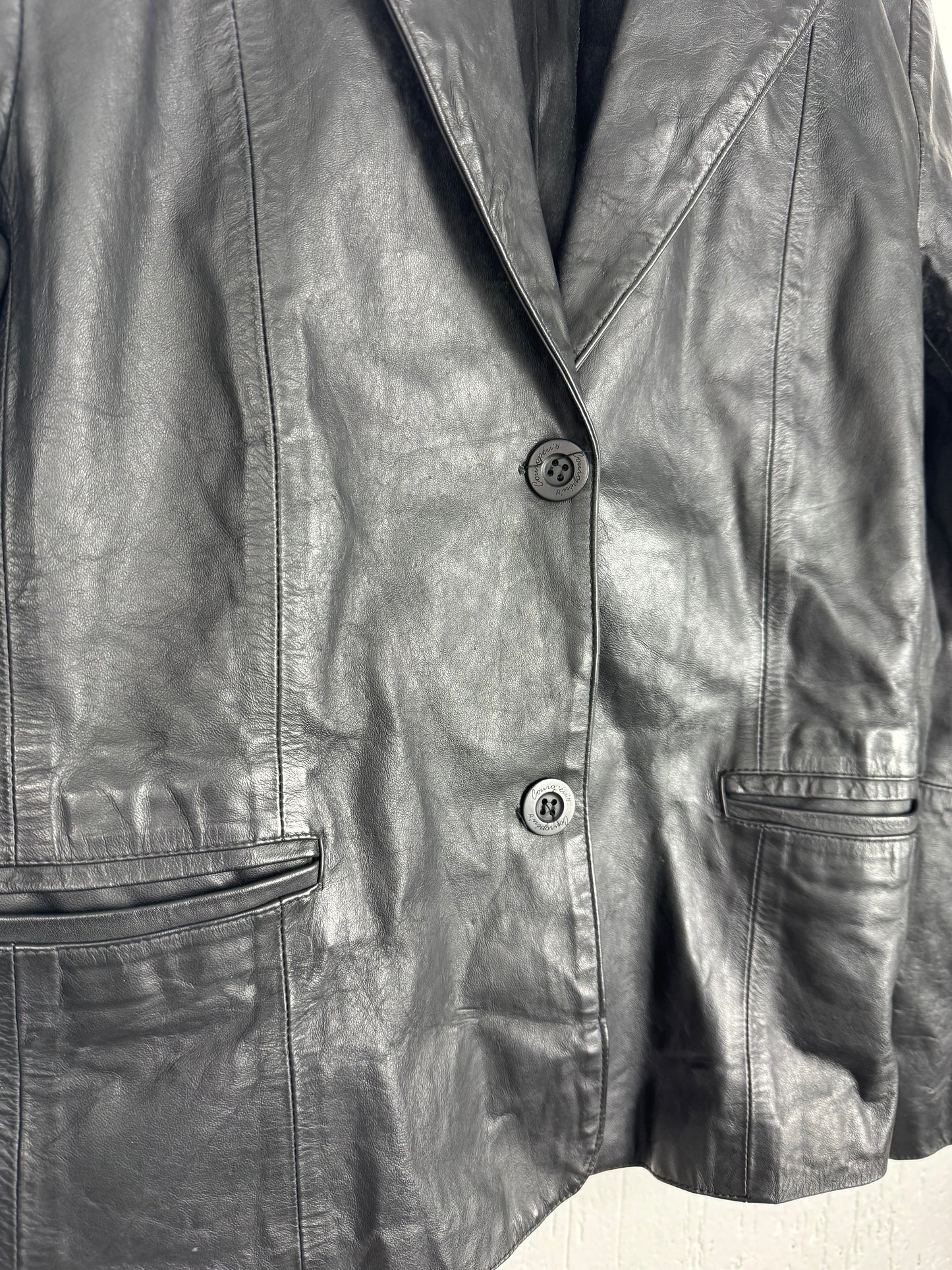 Blazer Jaqueta de Couro Legítimo Preto
