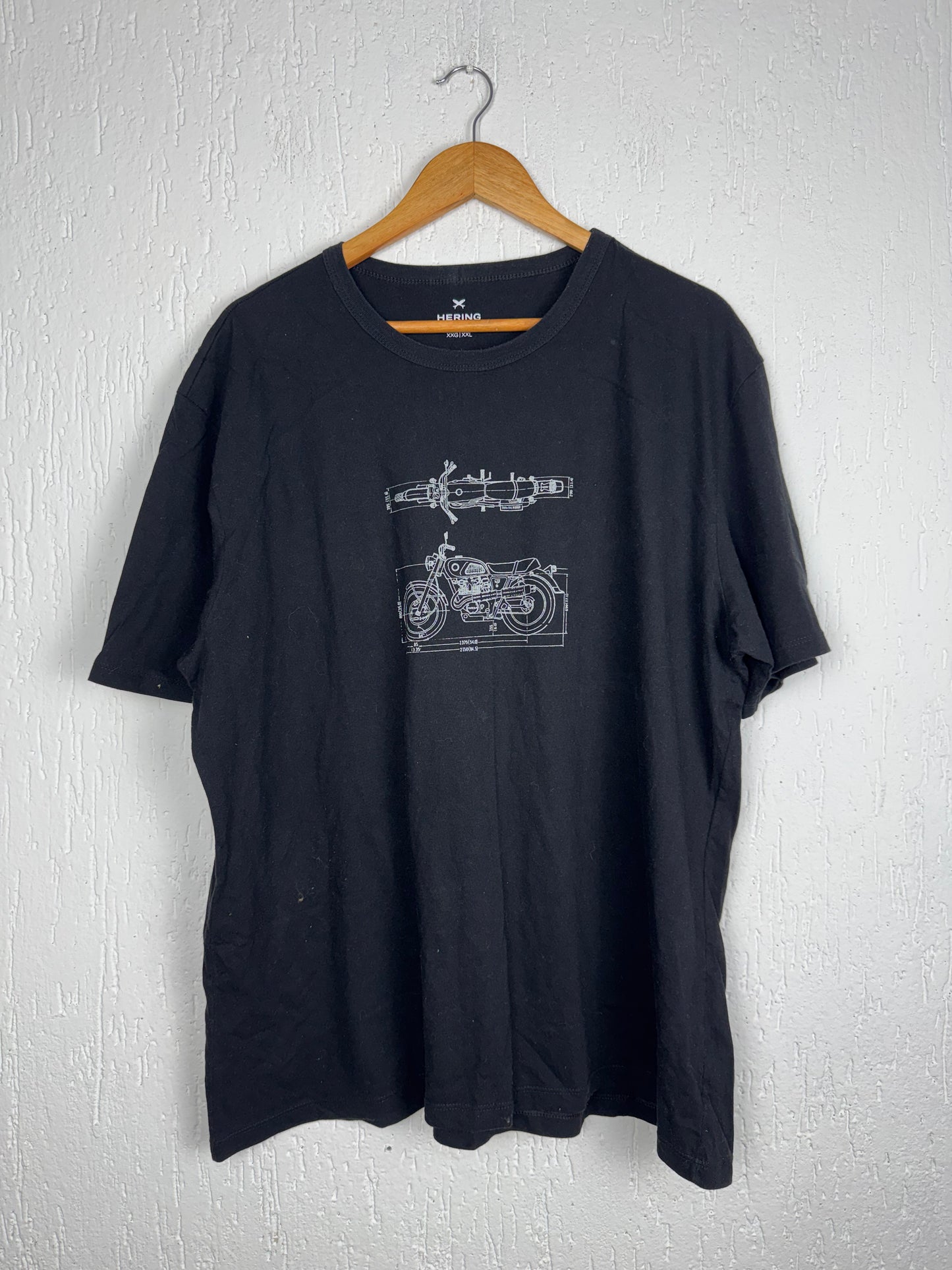 Camiseta Preta Estampa Moto Blueprint Hering XXG