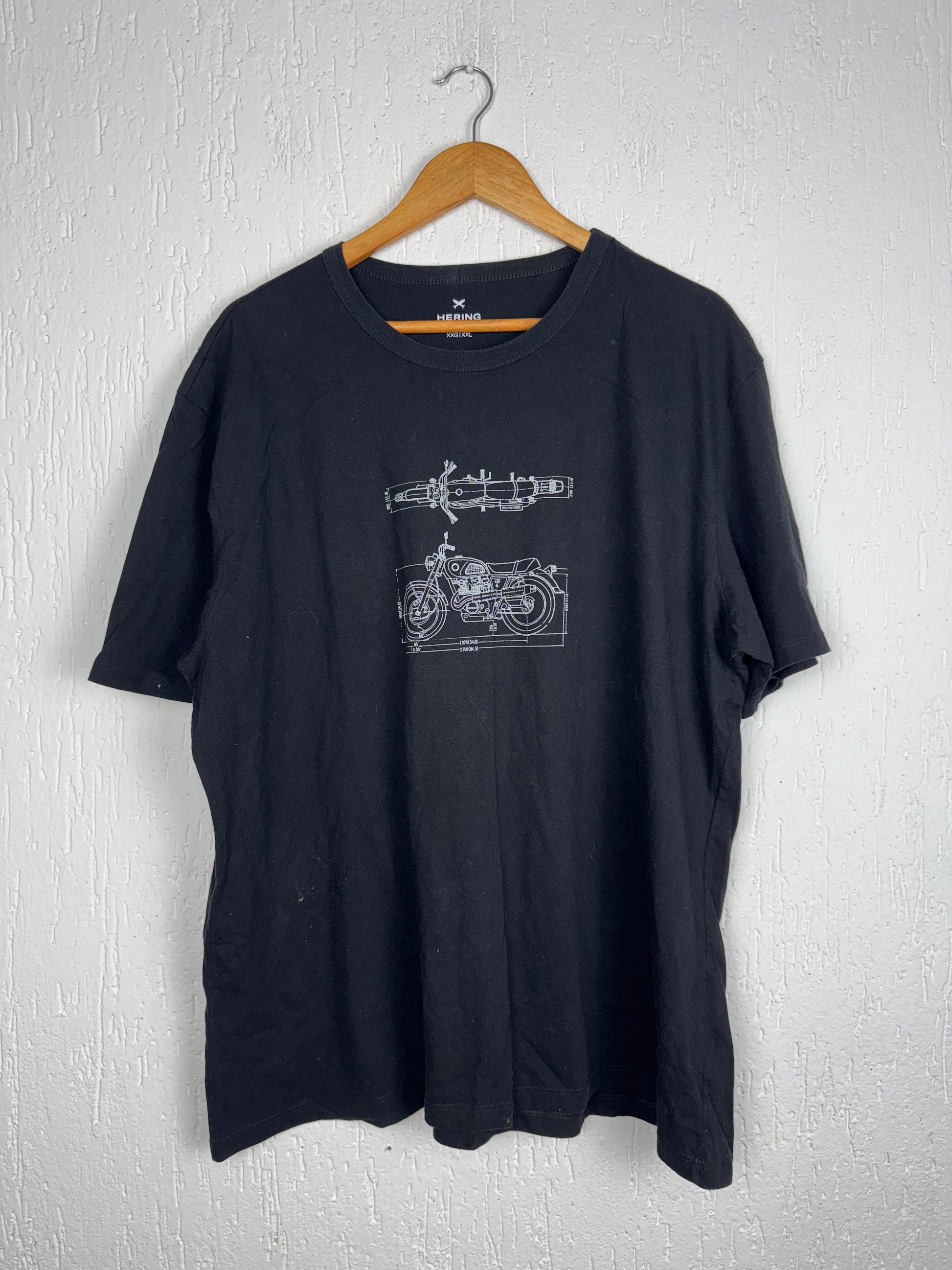 Camiseta Preta Estampa Moto Blueprint Hering XXG