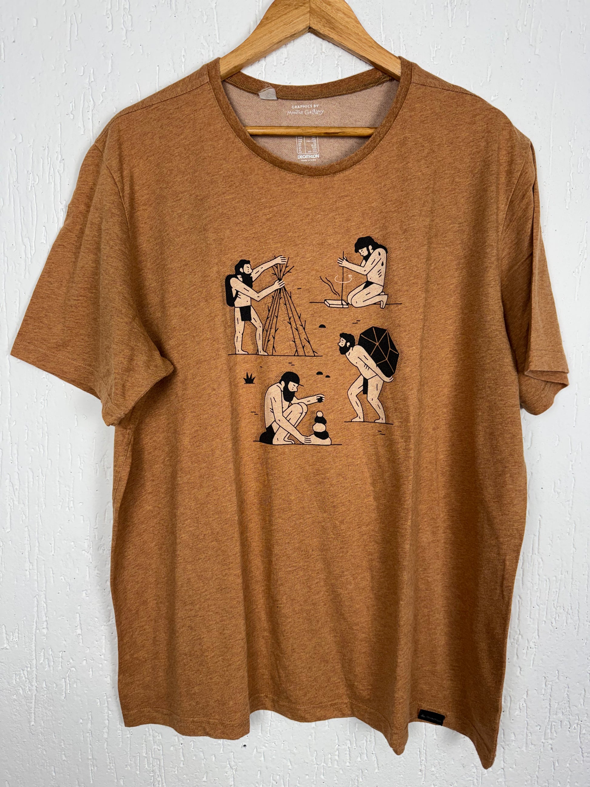Camiseta Quechua Caramelo Mescla Estampa Homem Primitivo GG