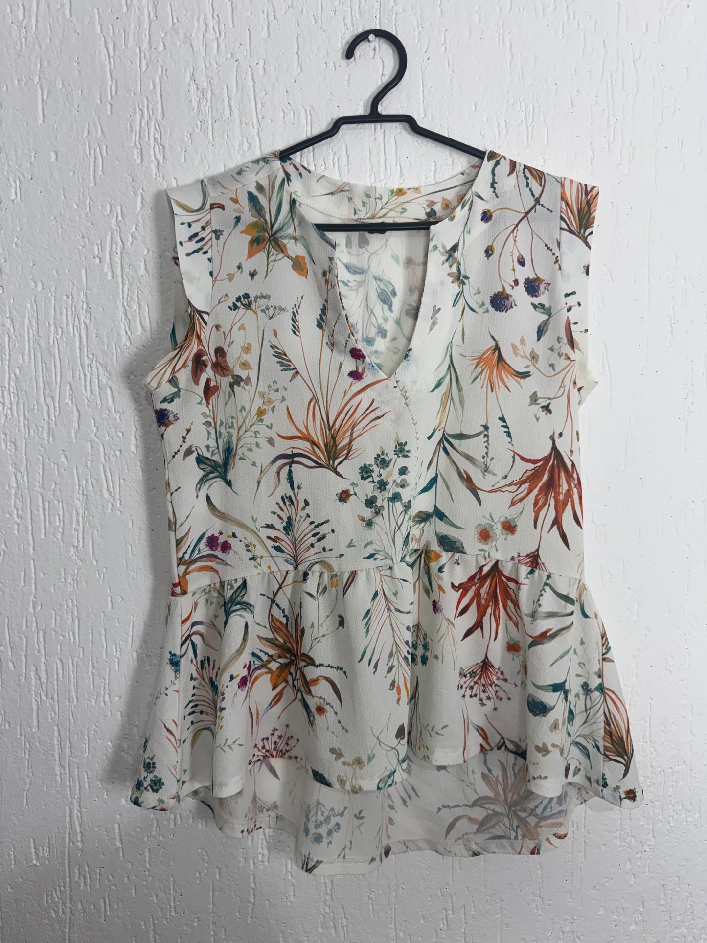 Blusa Floral Peplum Off-White