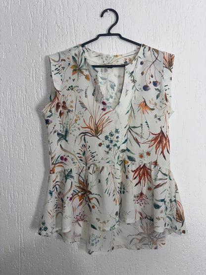 Blusa Floral Peplum Off-White