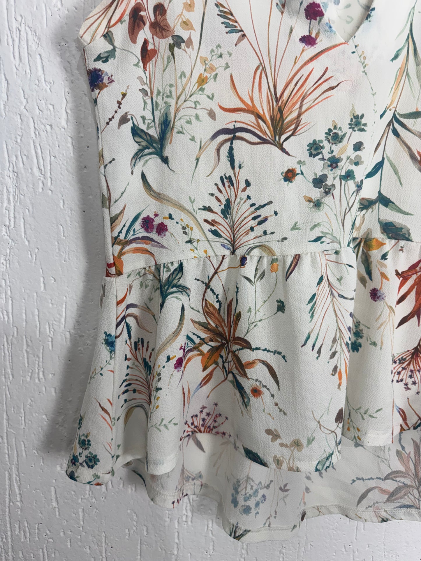 Blusa Floral Peplum Off-White