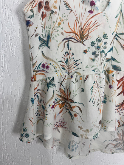 Blusa Floral Peplum Off-White