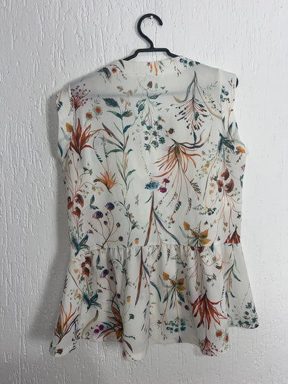 Blusa Floral Peplum Off-White