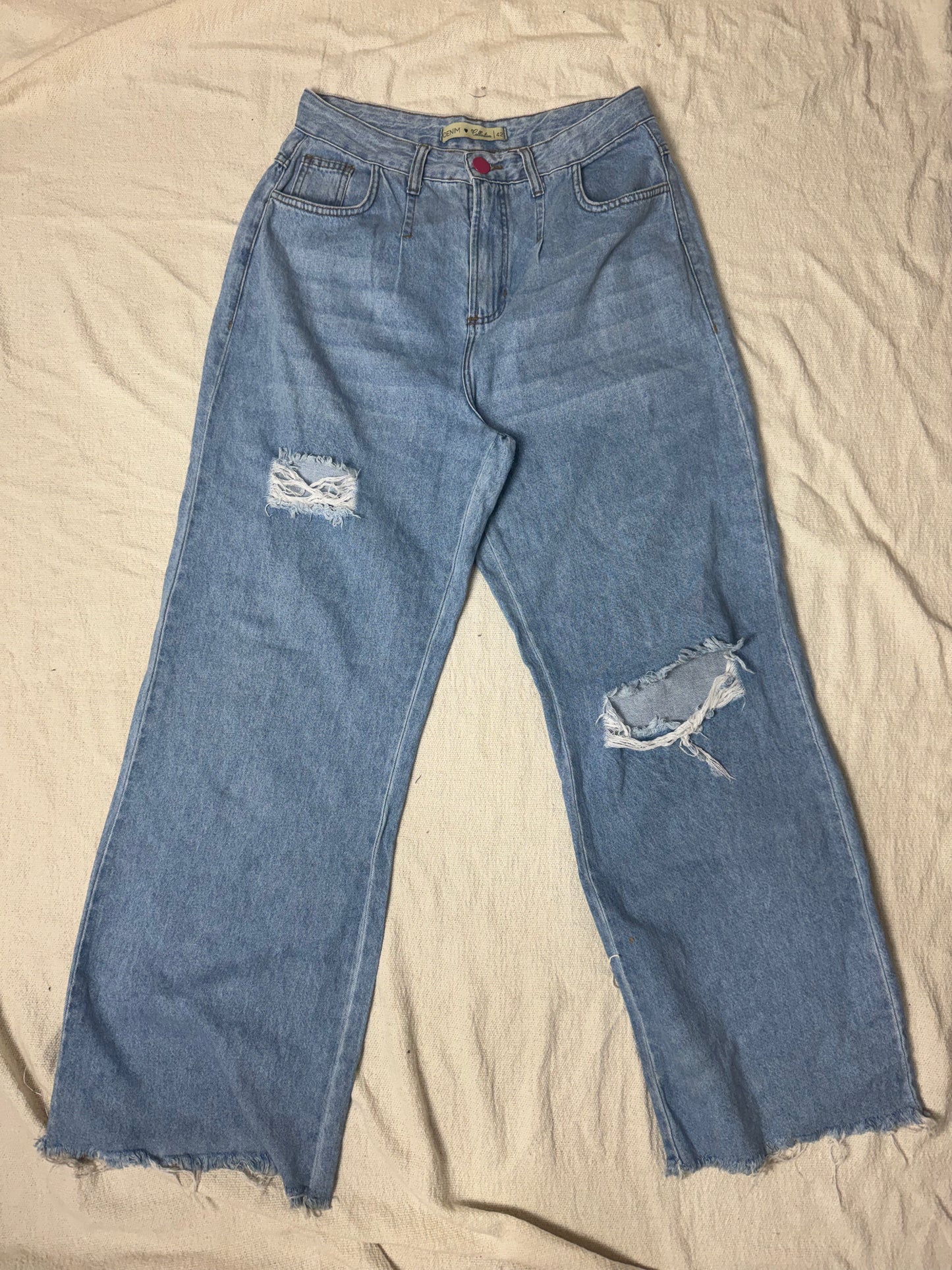Calça Jeans Wide Leg Destroyd