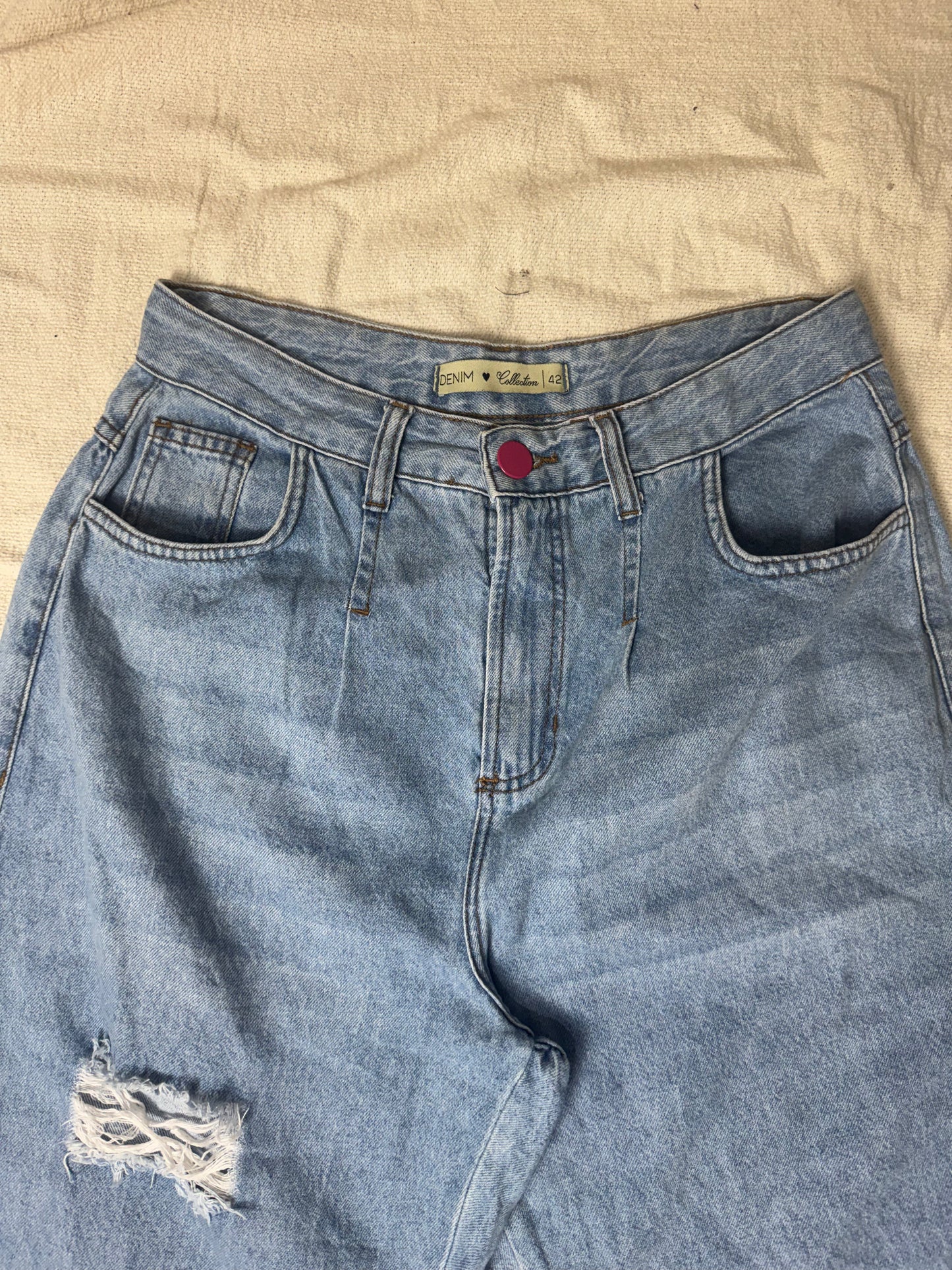 Calça Jeans Wide Leg Destroyd