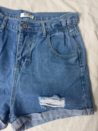 Short Jeans Mom Destroyd com Elastano