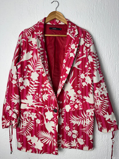 Blazer Floral Tropical Vermelho e Pink