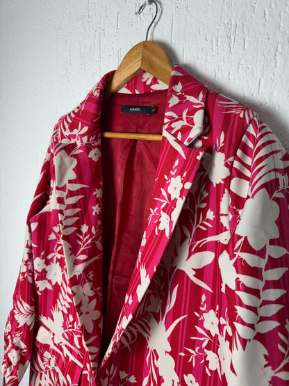 Blazer Floral Tropical Vermelho e Pink