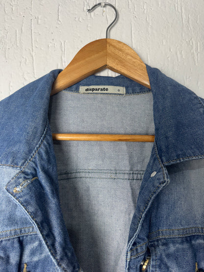 Jaqueta Jeans Oversized Destroyed Alongada Disparate Feminina