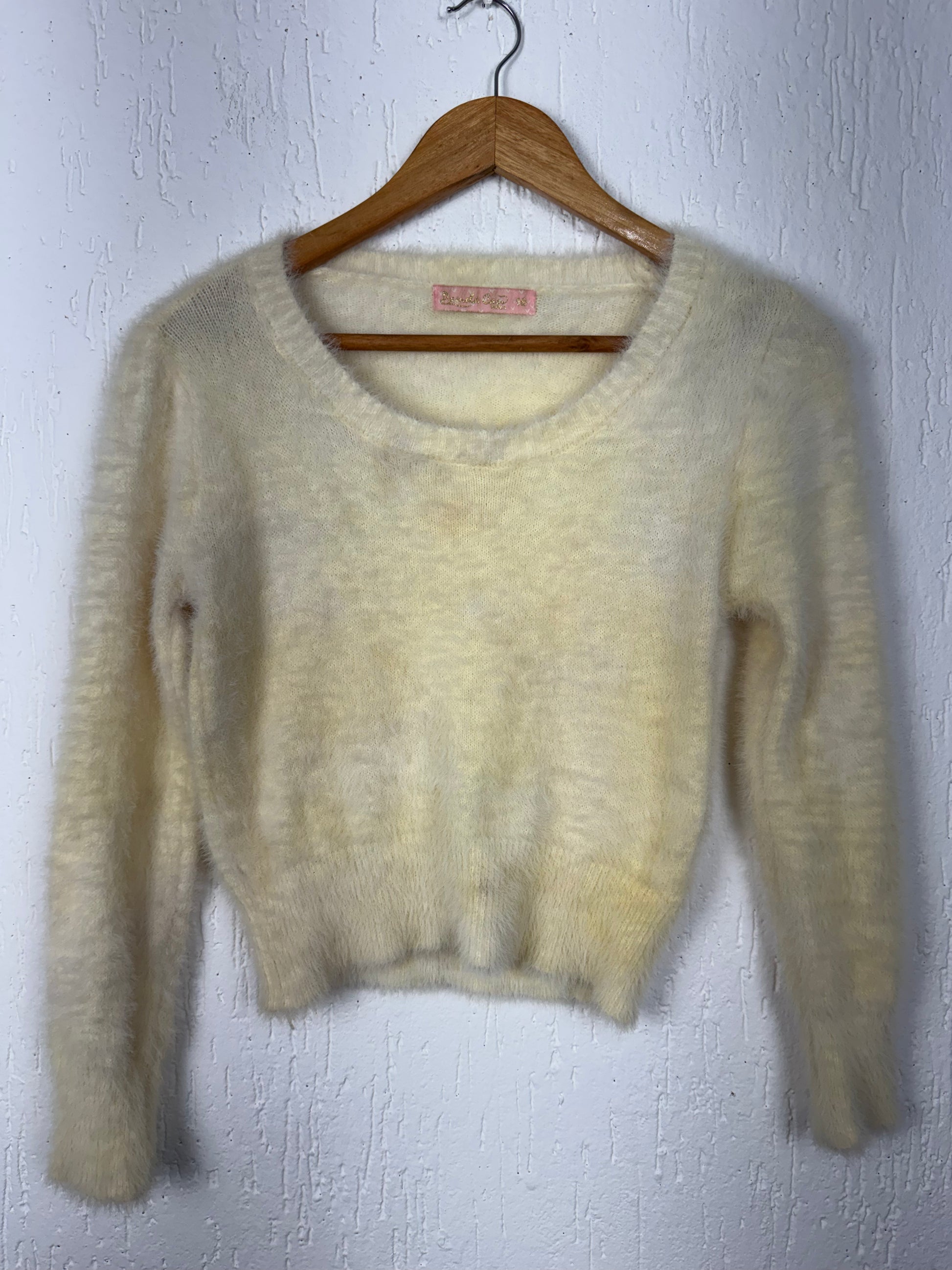 Suéter Tricô Pelinho Off-White Feminino Estilo Angorá | Tam 16 (P/M Juvenil)