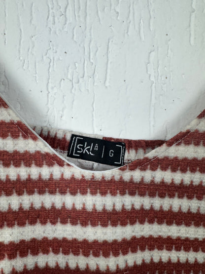 Regata Feminina Tricô Listrada Terracota e Off-White com Argolas Sklô