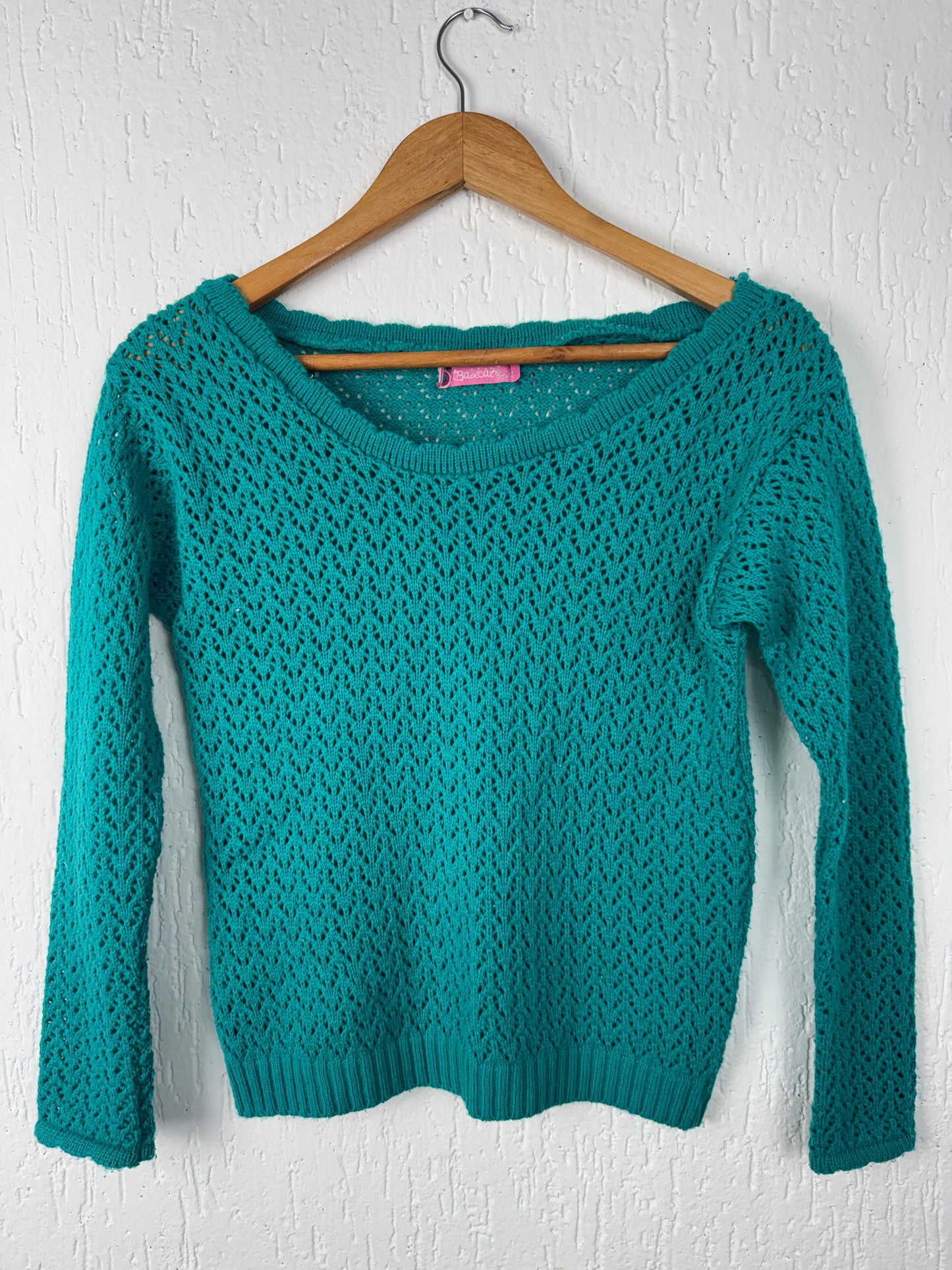 Blusa Tricot Verde Tiffany Decote Canoa Bad Cat Girl